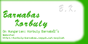 barnabas korbuly business card